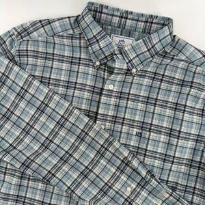 Southern Tide Intercoastal Mens Large Blue Plaid Performance Button Down Shirt